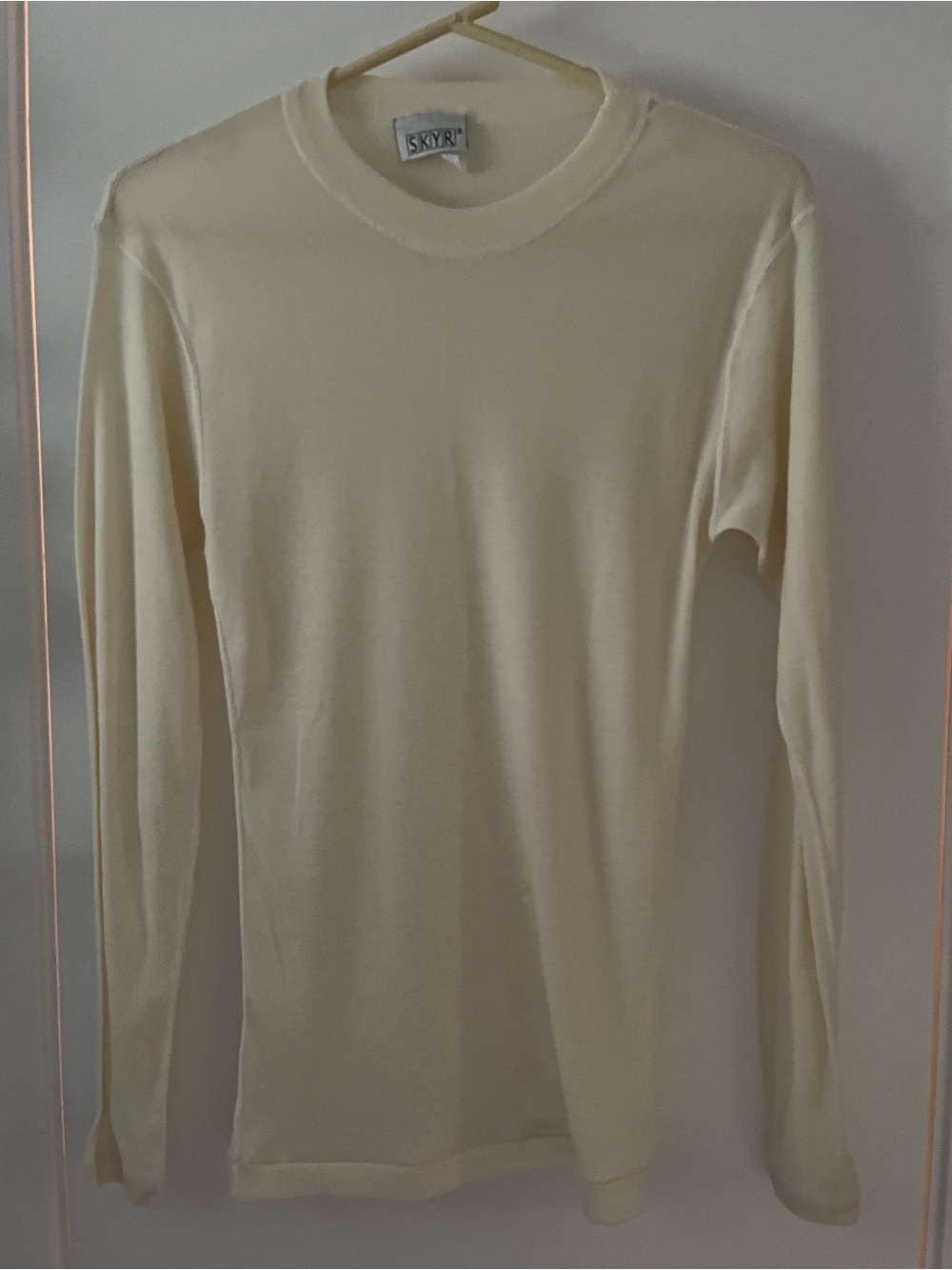 Skyr Cream Crewneck Ribbed Knit Sweater